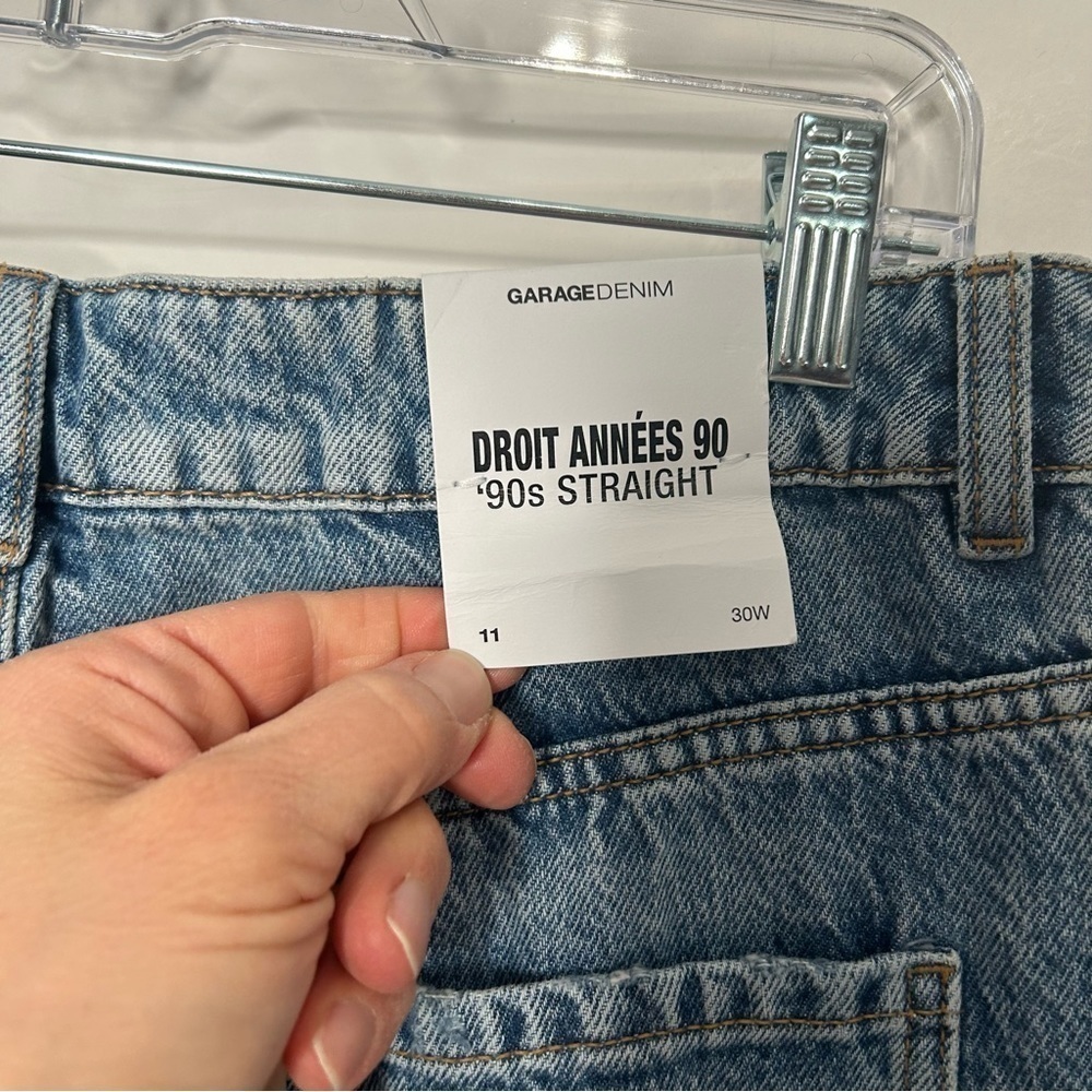 New Garage Denim Droit Annees 90s Straight Distressed Jeans 11/30 Light Wash - Picture 6 of 6